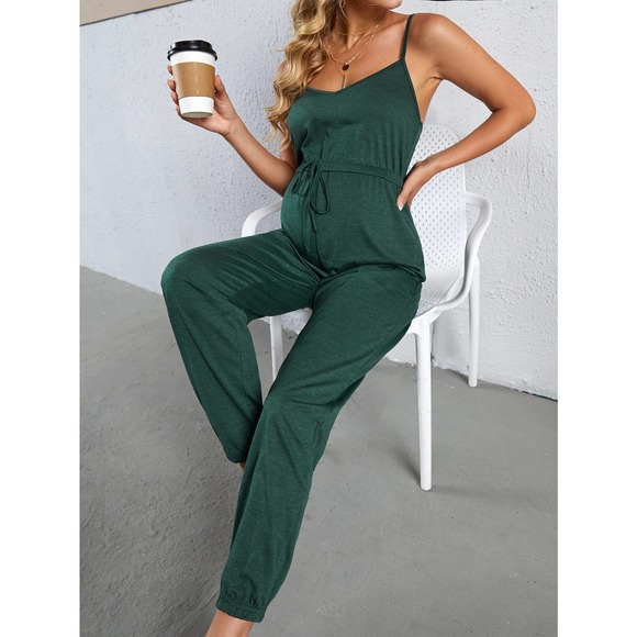 Maternity Knot Waist Cami Jumpsuit black - Picture 6 of 11